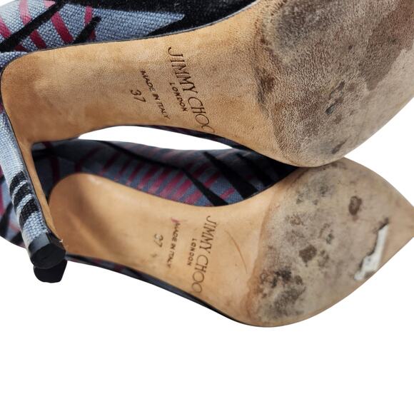 Canvas Abel Stiletto Heels Pointed Toe Pumps Multicolor Slip On Size 37 - Picture 11 of 11